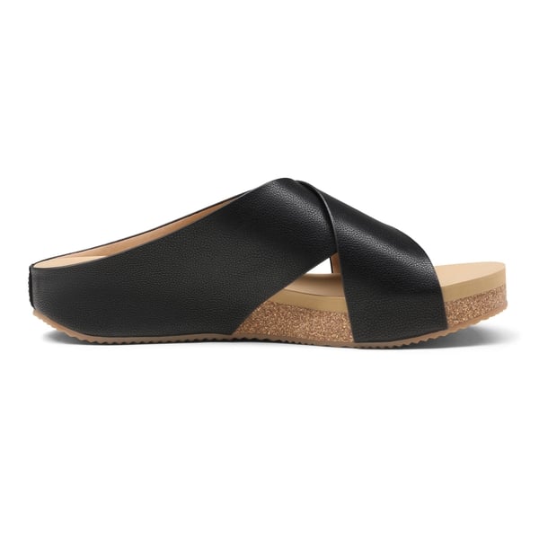 Platform Criss-Cross Flat Sandals - BLACK PU - 2